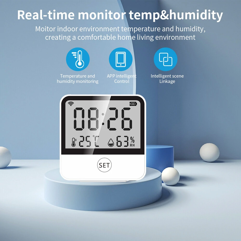 Smart Home Digital Hygrometer Thermometer - Wi-Fi Enabled Temperature & Humidity Sensor with Remote Monitoring - Image 4