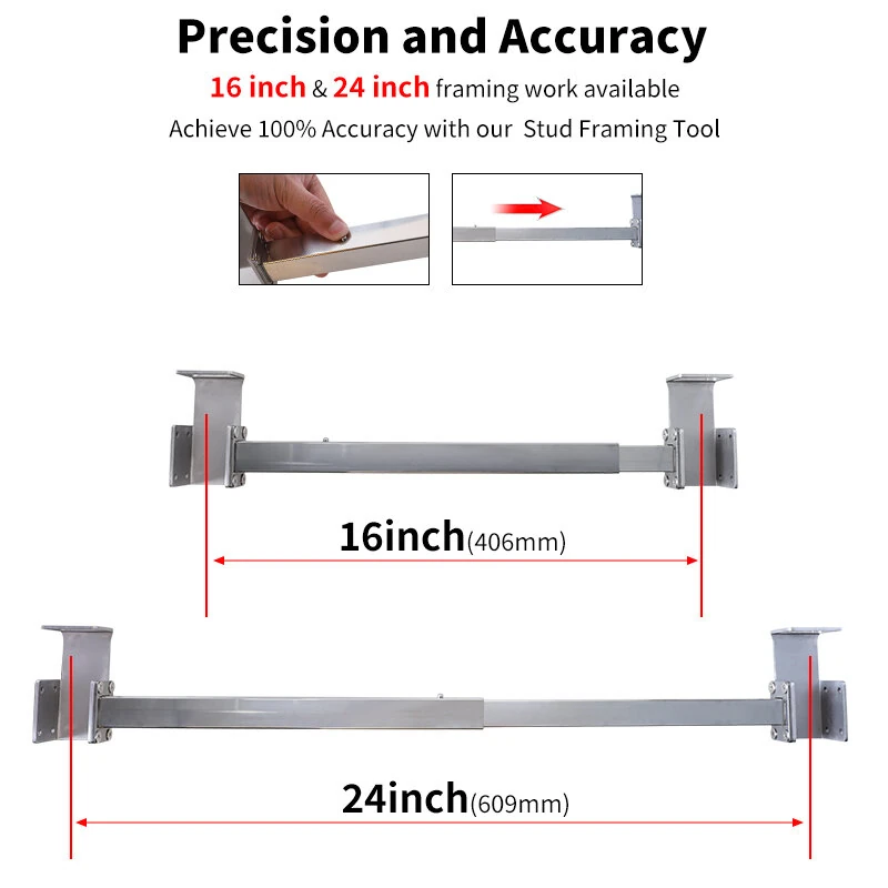 RUITOOL Adjustable Framing Tool - 16 to 24 Inch On Center Layout Jig for Metal Studs - Image 3
