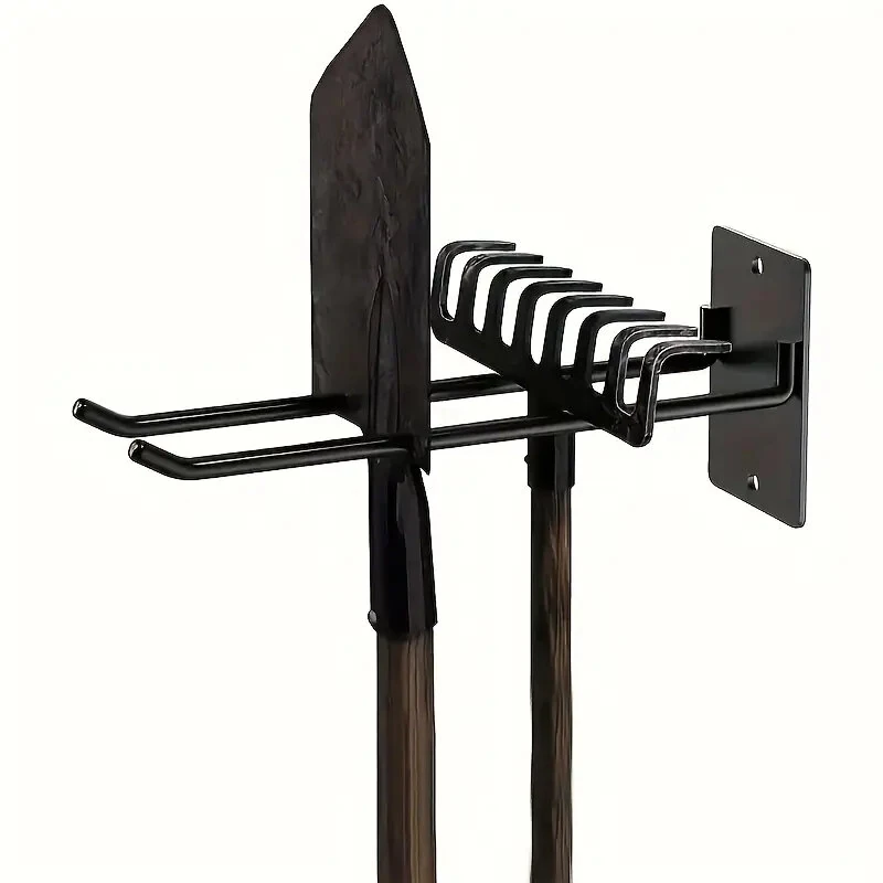 Heavy Duty Iron Wall Mounted Tool Rack - 40lb Capacity Compact Organizer for Garage Workshop - Image 5