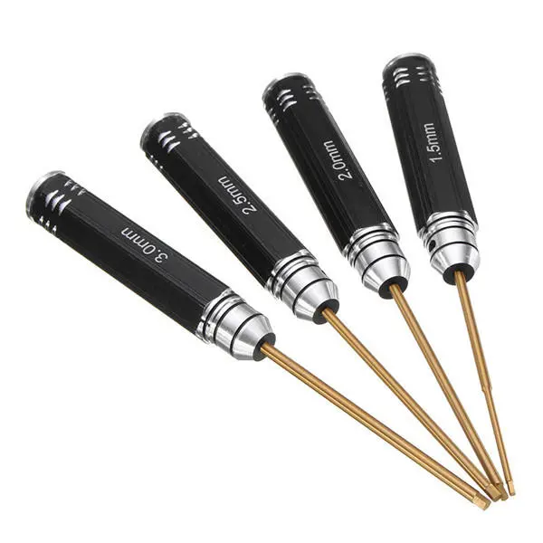 4pcs Hex Screwdriver Bit Set - 1.5/2.0/2.5/3.0mm HSS Titanium Coated - Image 4