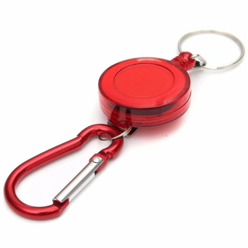 Badge Reel Telescopic Key Holder | Retractable Carabiner Keychain - Red - Image 4