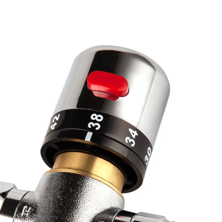 Brass Thermostatic Mixing Valve | Anti-Scald Child Lock | DN15 DN20 Hot/Cold Water - Image 3
