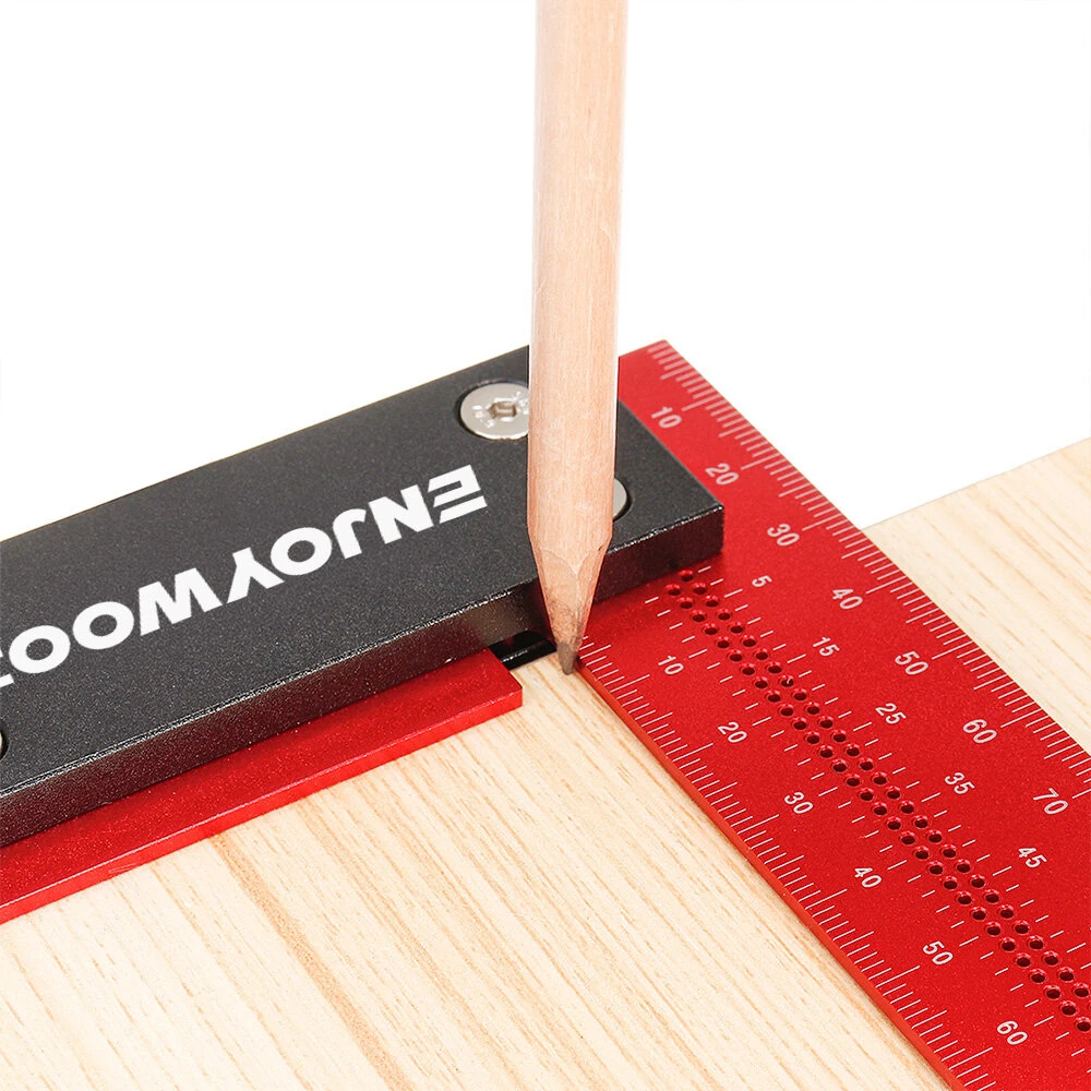 ENJOYWOOD 100mm Aluminum Alloy Woodworking Ruler | Precision Square Right Angle Ruler - Image 4
