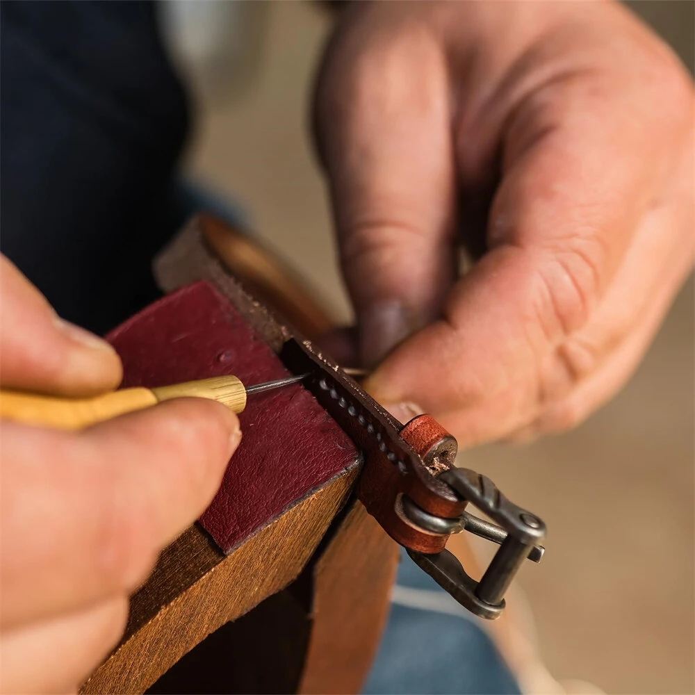 Single Gourd Awl - Wooden Handle Leather Punching Tool | 4.53 Polished for DIY - Image 4