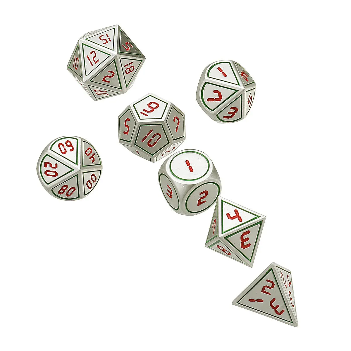 Heavy Metal Polyhedral DnD Dice Set - 7pcs RPG Dice w/ Bag - Image 2