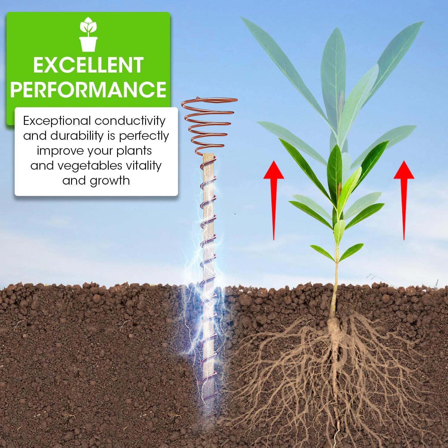 Electroculture Copper Plant Stakes 6PCS 12-Inch | Indoor Outdoor Garden Tool for High Yield Growth - Image 2