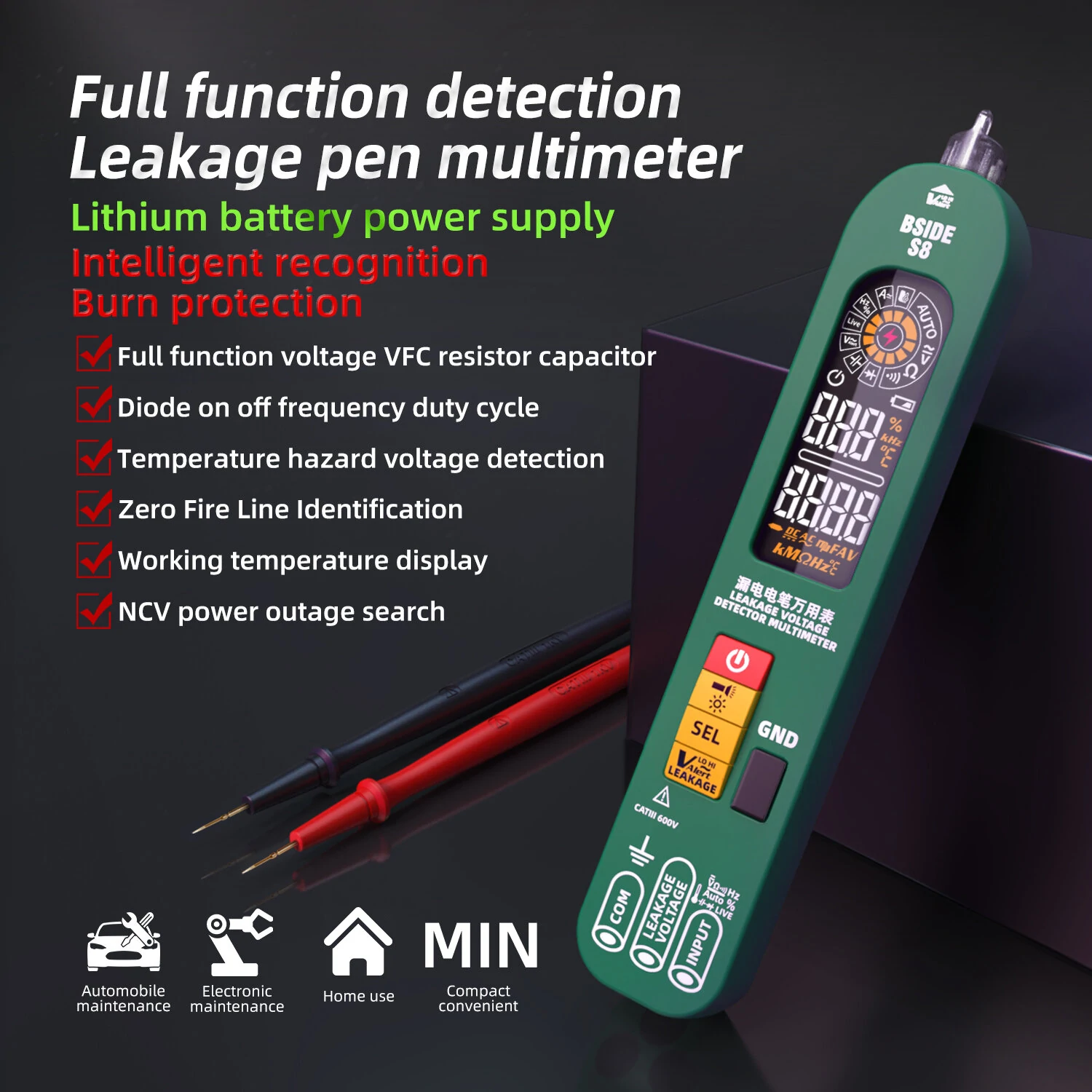 BSIDE S8 Multimeter - High Precision DC/AC Voltage Tester | Capacitance, Temperature, Flashlight - Image 4