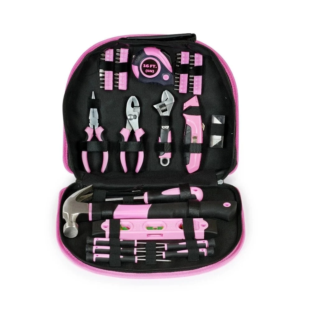 WORKPRO 103pcs Pink Ladies Tool Set with Carrying Pouch | DIY Home Maintenance - Image 2