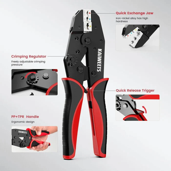 KAIWEETS KDC02 Crimping Tool | AWG 22-10 Ratchet | Heat Shrink Connectors - Image 2