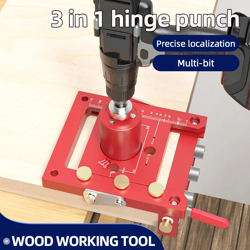 ENJOYWOOD 3-in-1 Hinge Punch Kit with Clamp & Drill Bits | Portable Woodworking Jig - Image 2