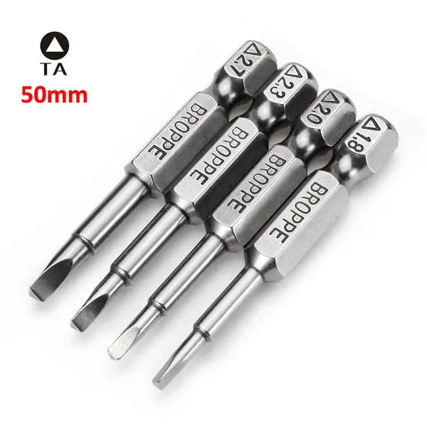 Broppe 4pcs 50mm Triangle Screwdriver Bits | 1/4 Inch Hex Shank Magnetic - Image 2