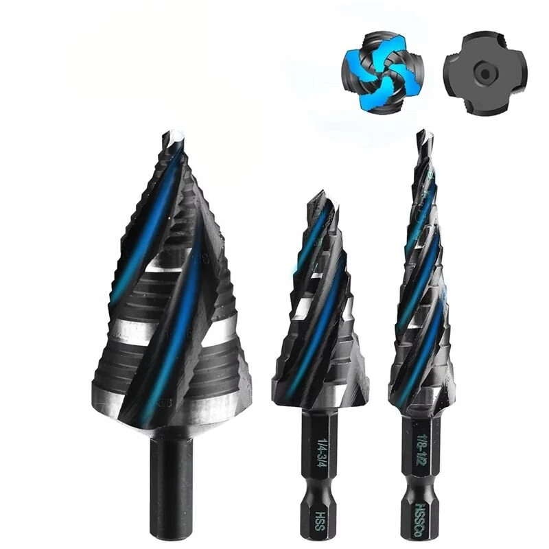 High Speed Steel Titanium Step Drill Bit Set - 3PCS Hex Shank for Metal - Image 5