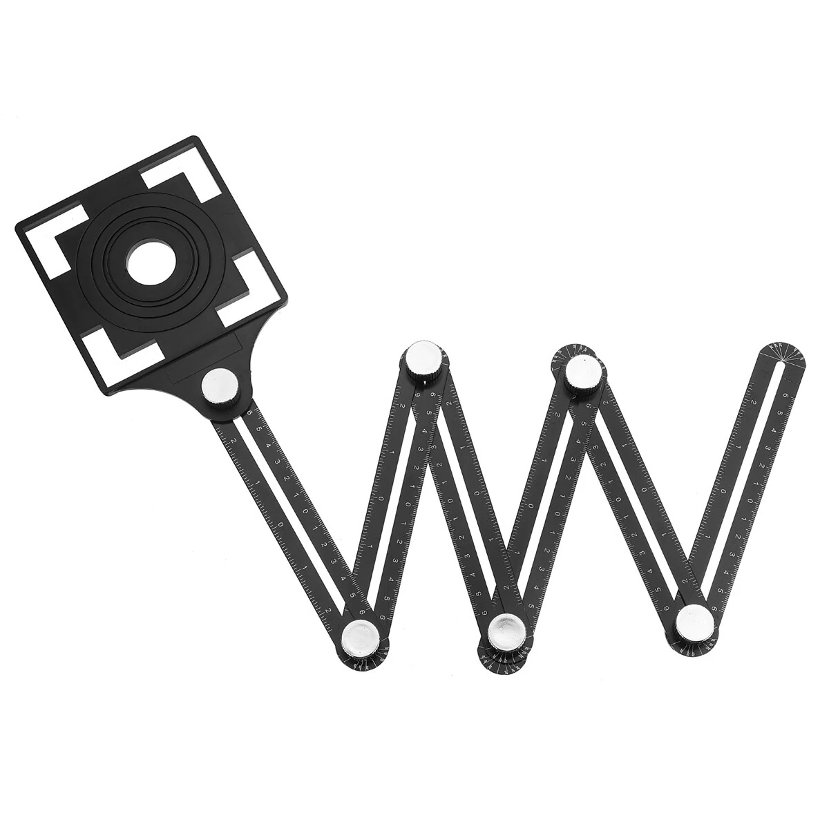Adjustable 6-Fold Tool Angle Ruler | Ceramic Tile Hole Locator Set with 25-75mm Drill Guides - Image 4