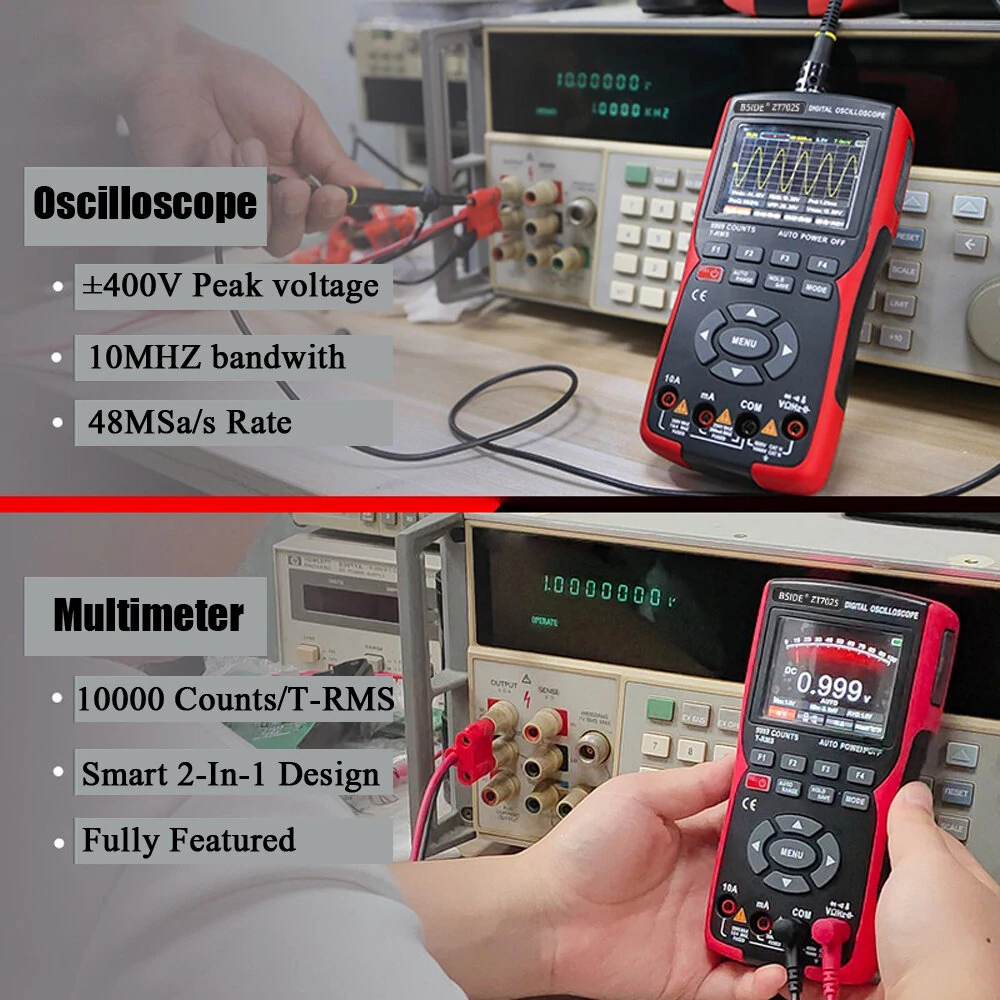 BSIDE ZT702S Multimeter & Oscilloscope - True RMS, 48M/S, 10MHz, PC Data Storage - Image 5
