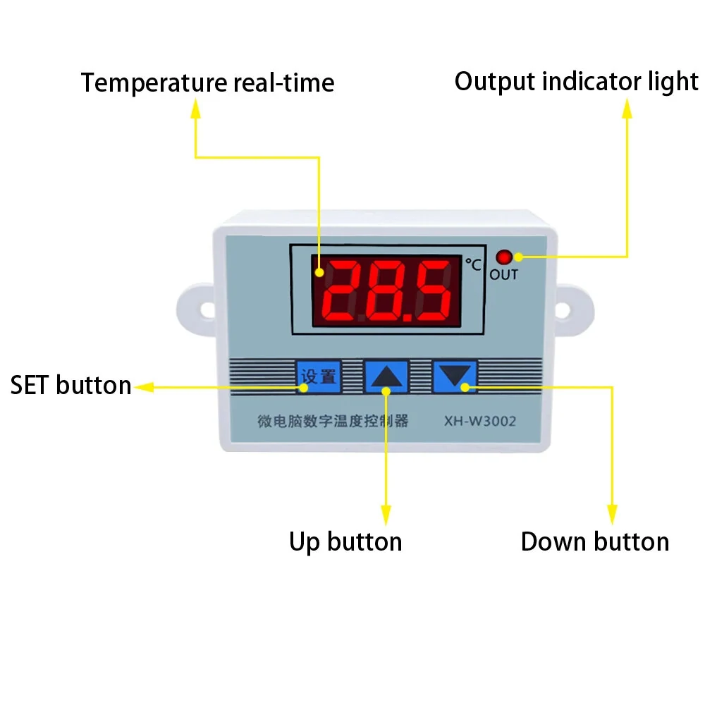 W3002 Digital LED Temperature Controller - 12V/24V/110V/220V Dual Heating & Cooling | High Accuracy - Image 3
