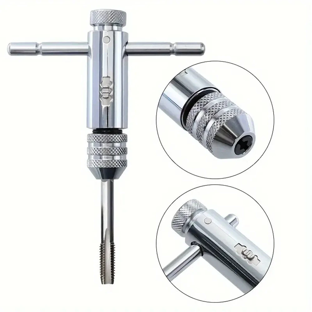 Adjustable T-Handle Tap Wrench with 5pc Metric Tap Set M3-M8 | Sturdy Steel - Image 5