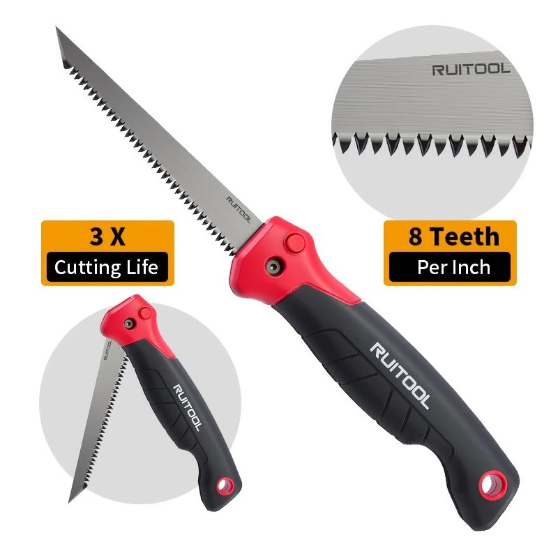 Folding Jab Saw - 6 Inch 3-Edged Blade - 8 TPI Drywall & Wood Cutter - Image 2