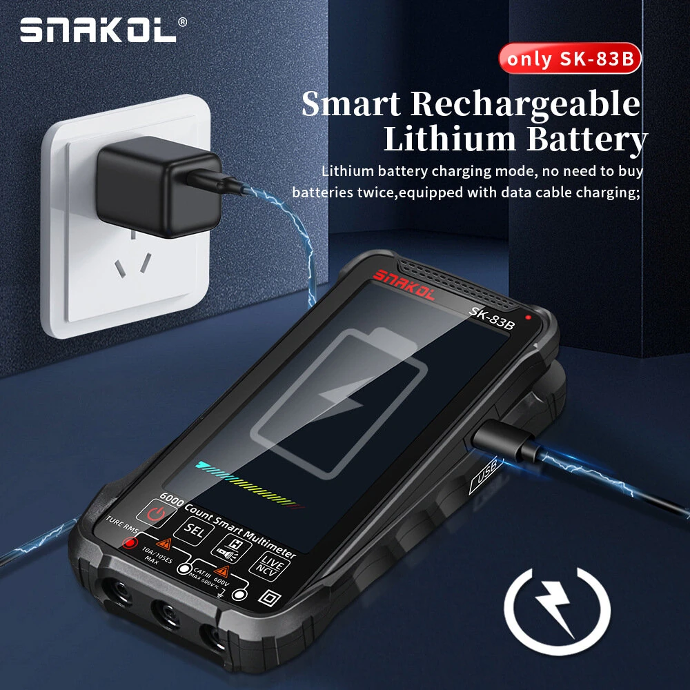 SK-83A/B Smart Multimeter - 6000 Counts, Auto-Ranging, NCV, Backlit LCD - Image 2