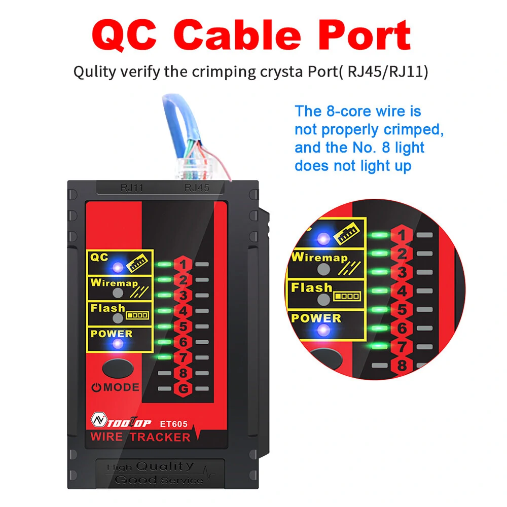 TOOLTOP ET605 LAN Network Cable Tester | POE & QC Port Check | Line Finder - Image 3