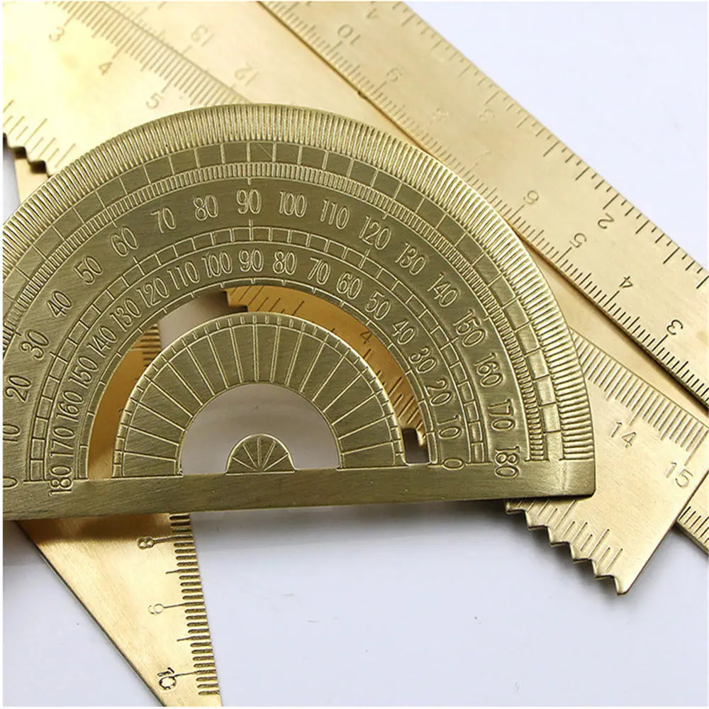Brass Ruler - Metal Triangle Straight Ruler for Woodworking & Wave Line Drawing - Image 3