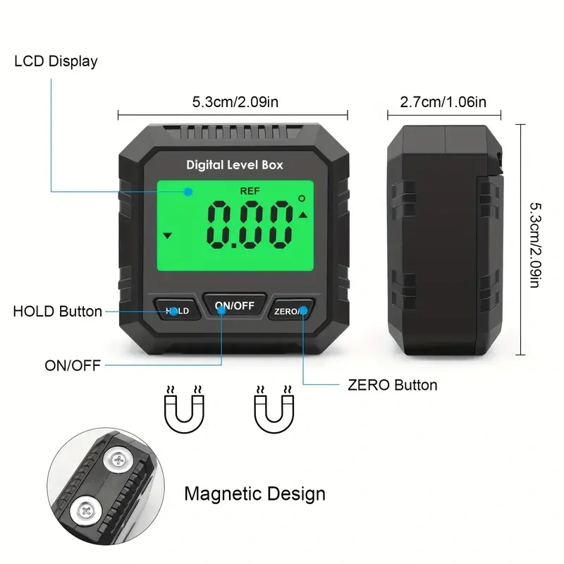 360 Degree Digital Level Angle Gauge | Electronic Magnetic Base & Backlight | Mini Measuring Protractor Inclinometer - Image 5