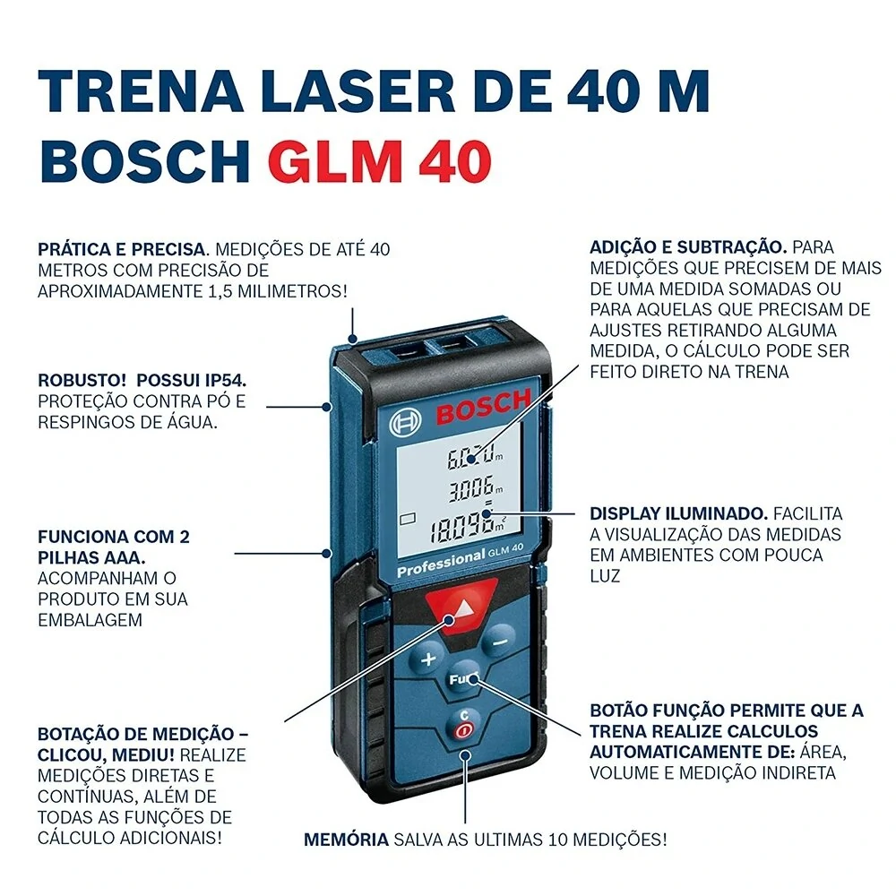 GLM40 Laser Rangefinder | 40 Meter High Precision | Portable Measuring Tape - Image 2
