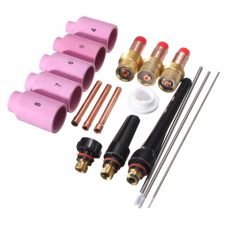 WP-17 WP-18 TIG Welder Torch Kit - 18pcs Cup Collet Body Nozzle & Gas Lens - Image 3