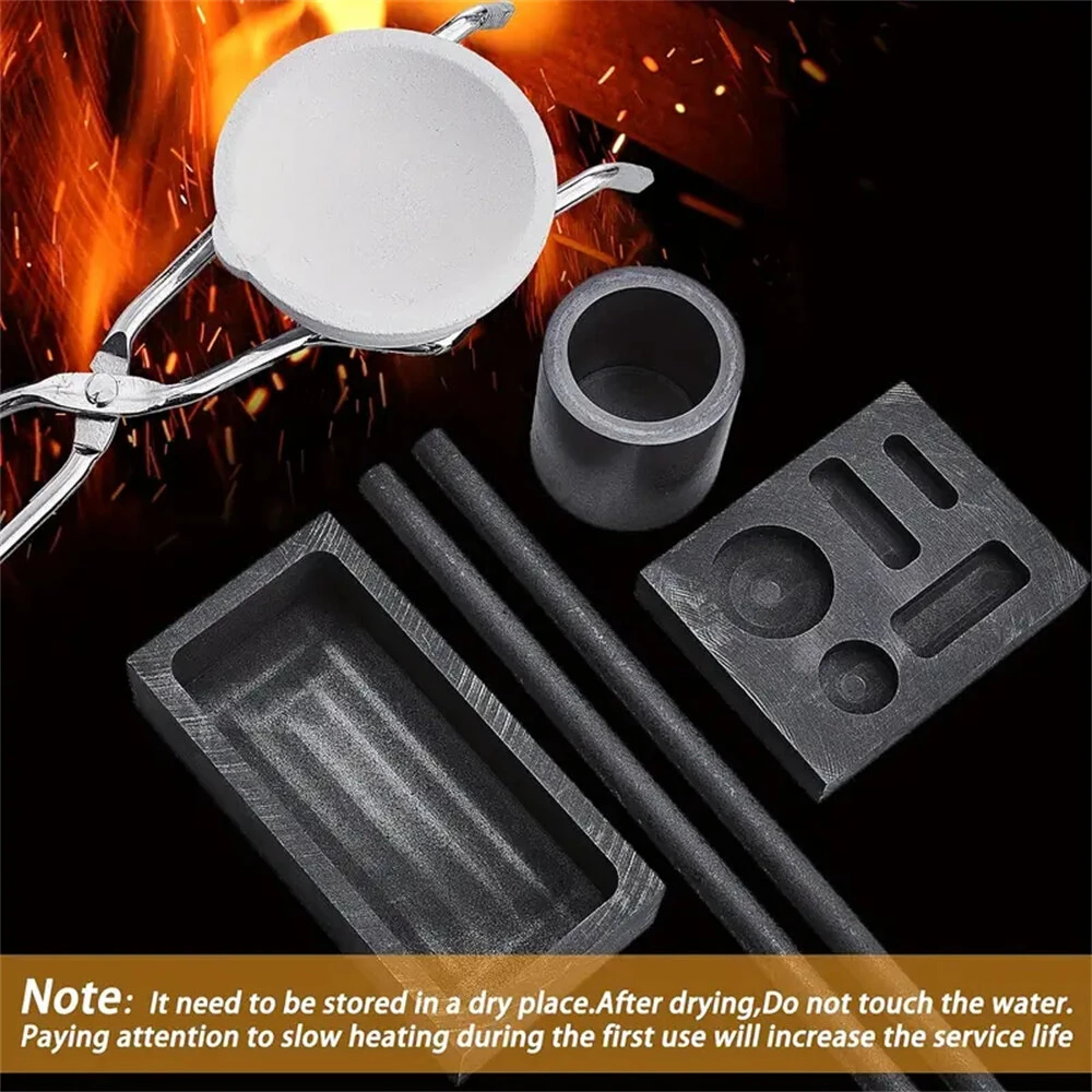 High Purity Graphite Crucible Kit - 7-Piece Set for Melting Gold Silver Copper - Image 2