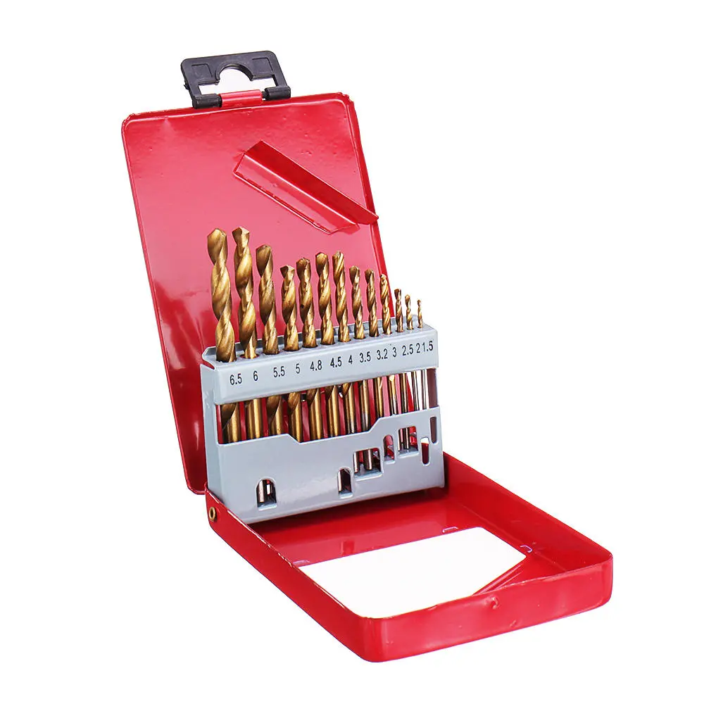 Drillpro 13Pcs HSS Twist Drill Bit Set 1-6.5mm | Titanium Coated for Metal & Wood - Image 2