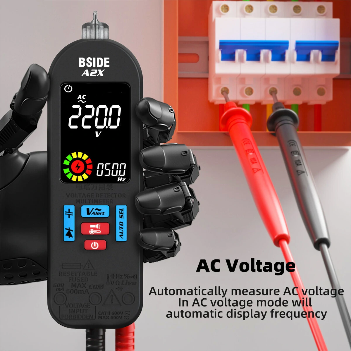 BSIDE Auto-Detect Digital Multimeter - Voltage & Resistance Tester with LCD Display - Image 5