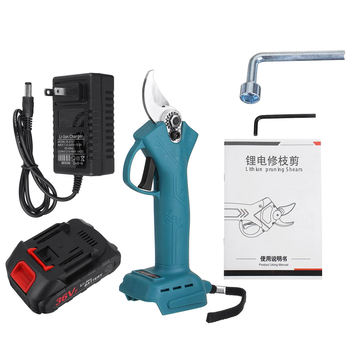 21V Cordless Electric Pruning Shears - 30mm Cut | Portable Secateurs w/ Battery - Image 2