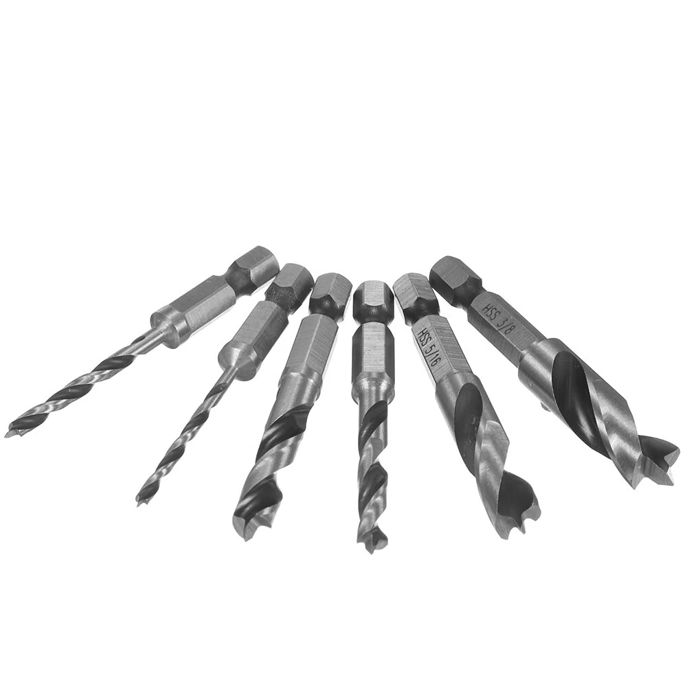 HSS 4241 Stubby Drill Bit Set - 6pcs 1/4 Inch Quick Change Hex Shank - Image 2