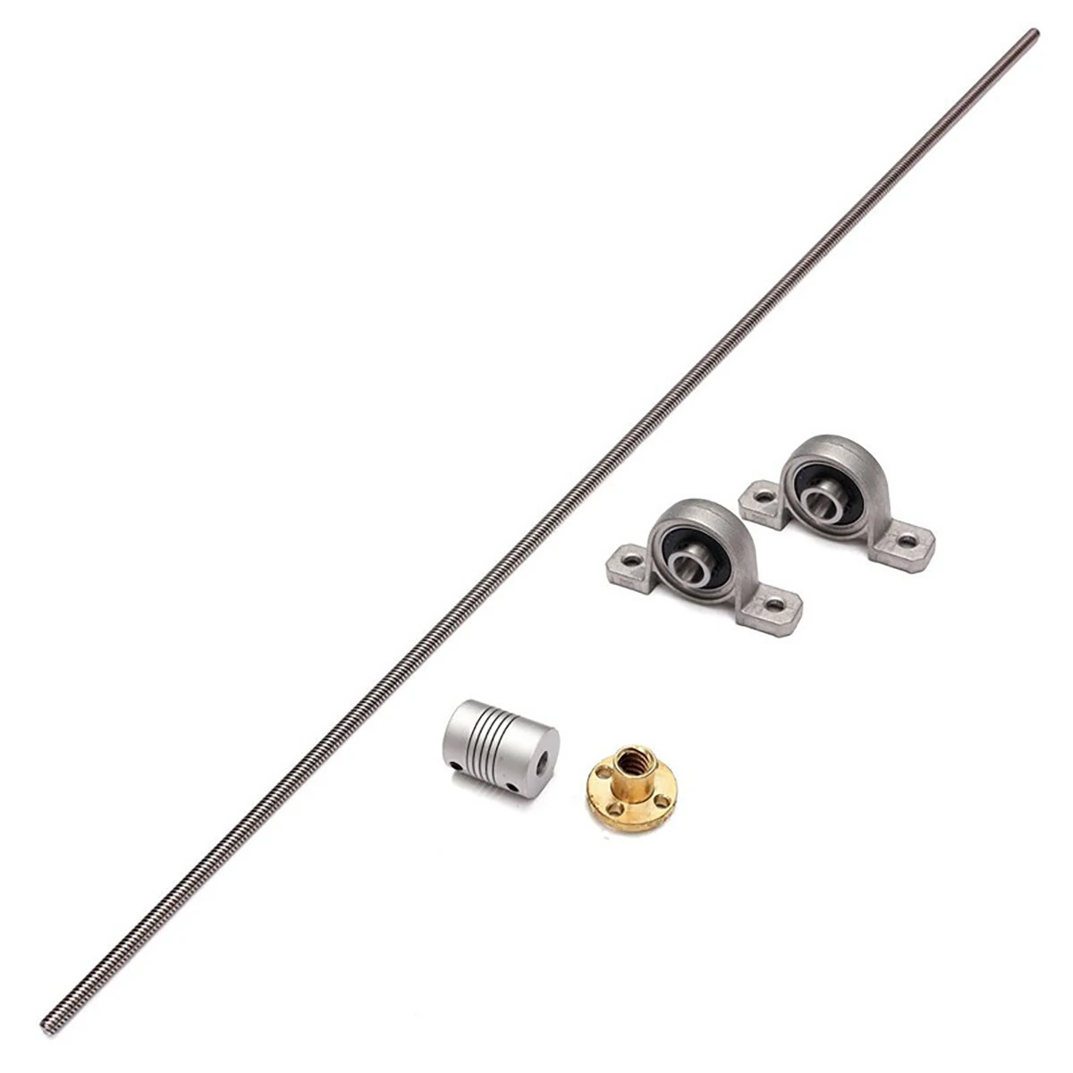 Machifit T8 100-1000mm Stainless Steel Lead Screw | with Coupling & Support - Image 2