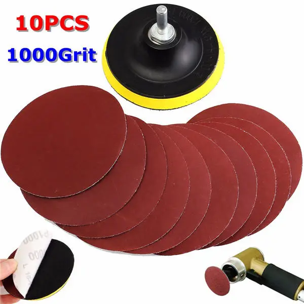 10pcs 4-Inch 1000 Grit Sandpaper Backer Pad Drill Adapter - Image 2