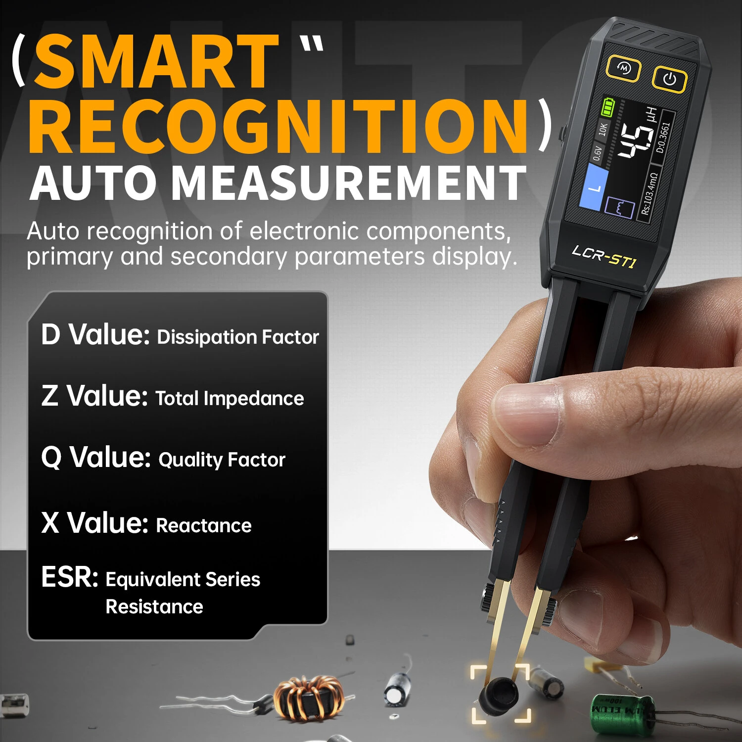 FNIRSI LCR-ST1 Smart Tweezer | LCR ESR SMD Tester | Capacitance Inductance Diode Test - Image 3