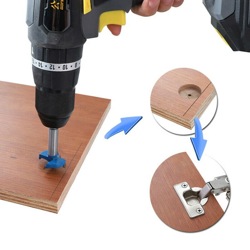 35mm Cabinet Hinge Jig - Wood Hole Saw Drill Guide & Locator Tool Set - Image 3