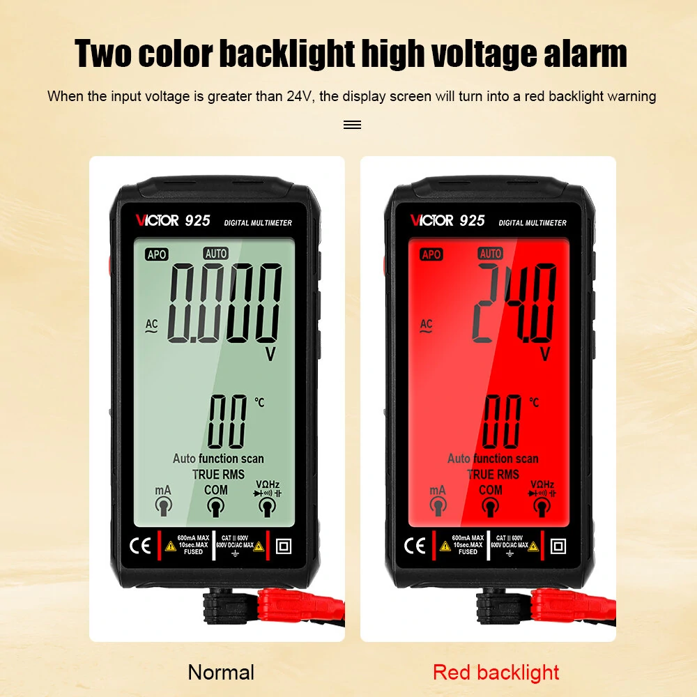 Victor 925 Digital Multimeter - 10000 Counts LCD | NCV Diode Tester | 500mAh Battery - Image 5