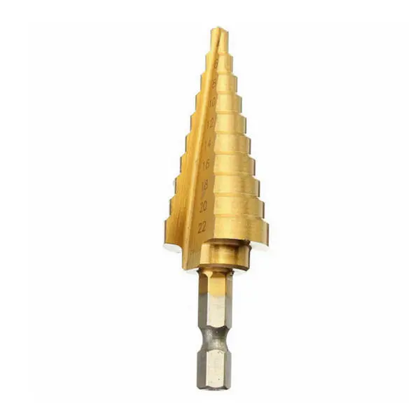 Doersupp 4-22mm Step Drill Bit | HSS Titanium Coated Hex Shank Hole Cutter - Image 3