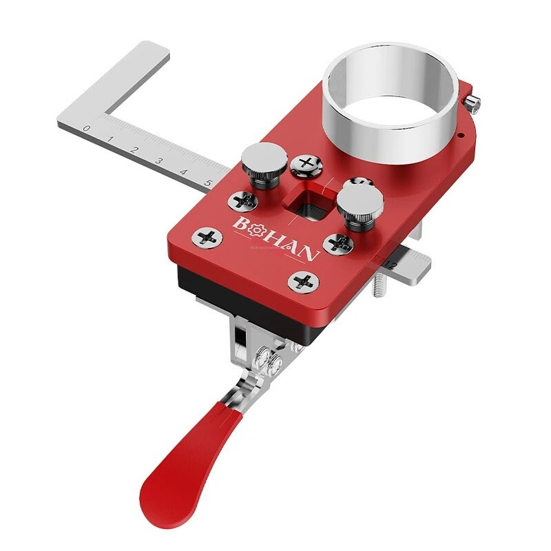 Concealed Hinge Jig - 35mm Door Hinge Punch with L-Shape Ruler & Clip | Aluminum Alloy - Image 2