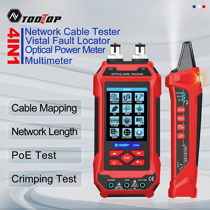 AV TOOLTOP ET636/ET638 Cable Tester & Multimeter | 3.2-Inch Color Screen | Rechargeable - Image 2