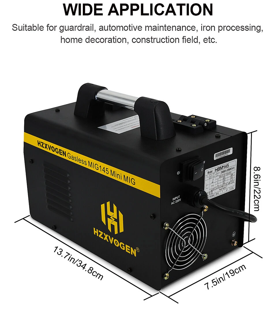 HZXVOGEN MIG145 Welder - 220V Gas/Gasless MIG Welding Machine | 0.8-4mm Thickness - Image 3