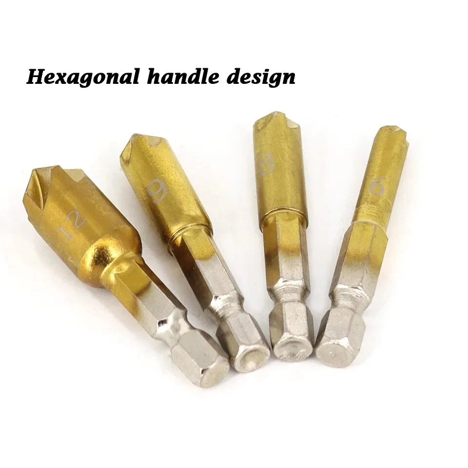 HSS 1/4 Hex Shank Chamfer Drill Bit Set - 6Pcs 90 Degree Countersink | 6mm-19mm - Image 5