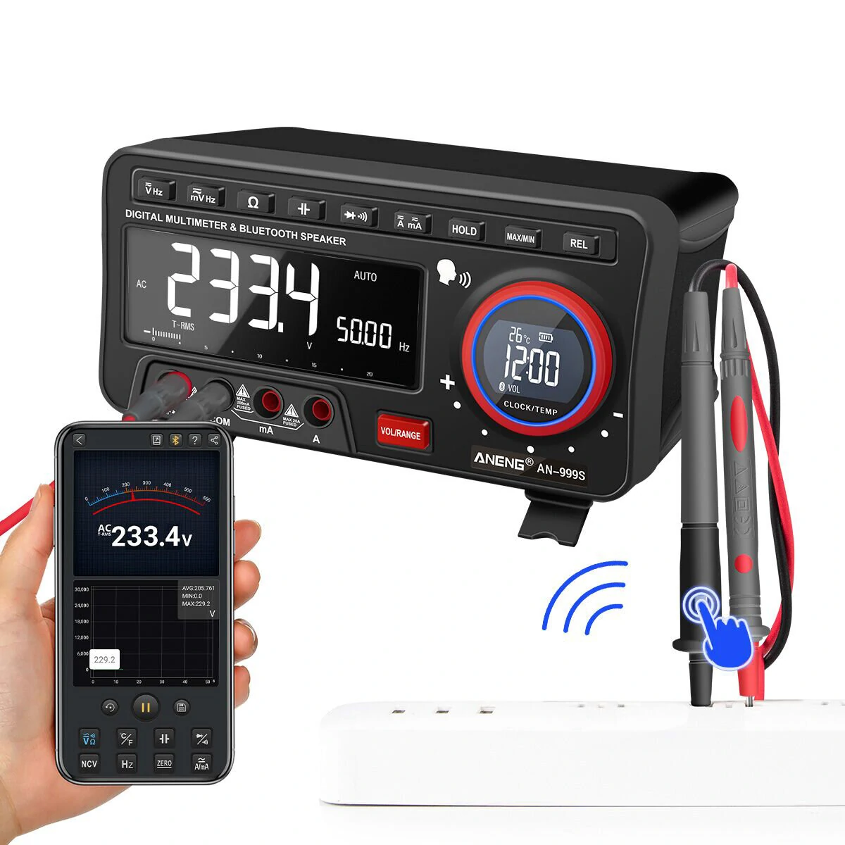 ANENG AN999S True RMS Bluetooth Multimeter | 19999 Counts, Auto-Range, Voice Broadcast - Image 2