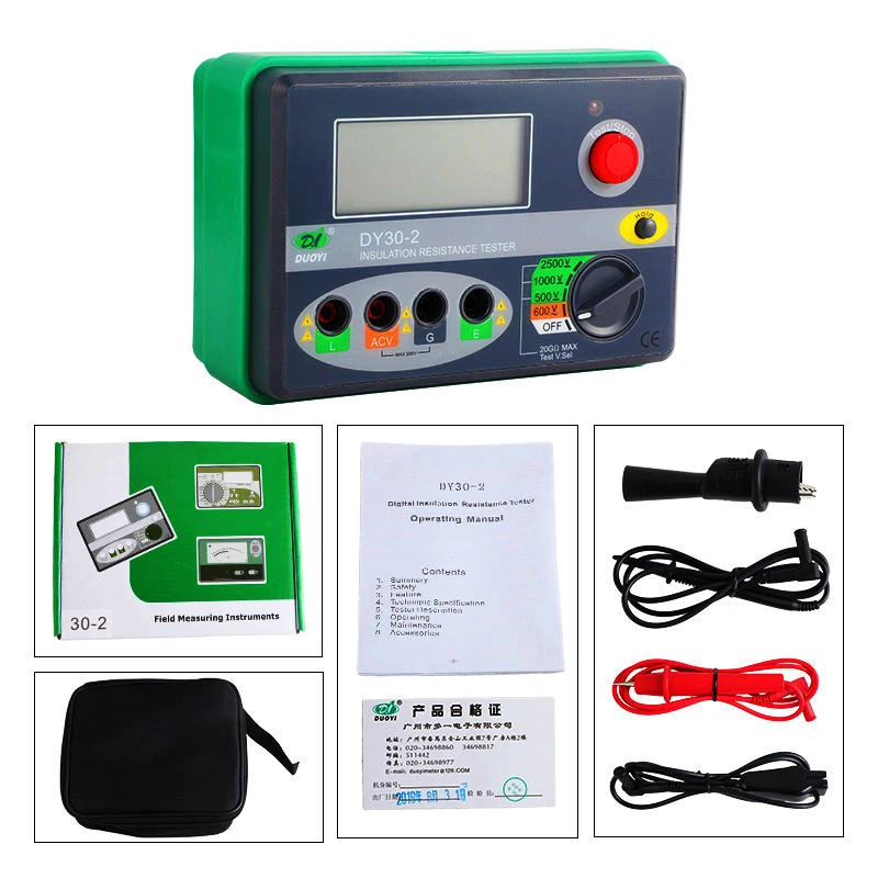 DUOYI DY30-2 Insulation Resistance Tester | 20G Ohm 500V/1000V/2500V | Megohmmeter Voltmeter - Image 2