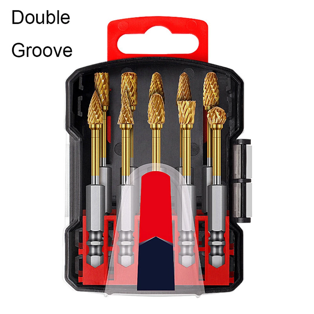 Titanium Carbide Burr Set | Tungsten Rotary File Bits for Metal Wood Plastic - Image 4