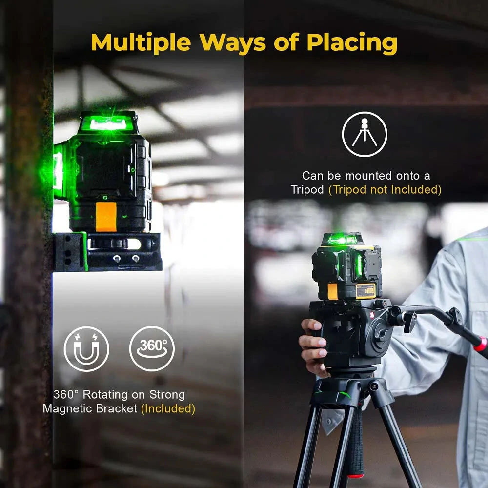 KAIWEETS KT360A Green Line Laser Level | 3x360° Outdoor | 196ft Range IP54 Waterproof - Image 5