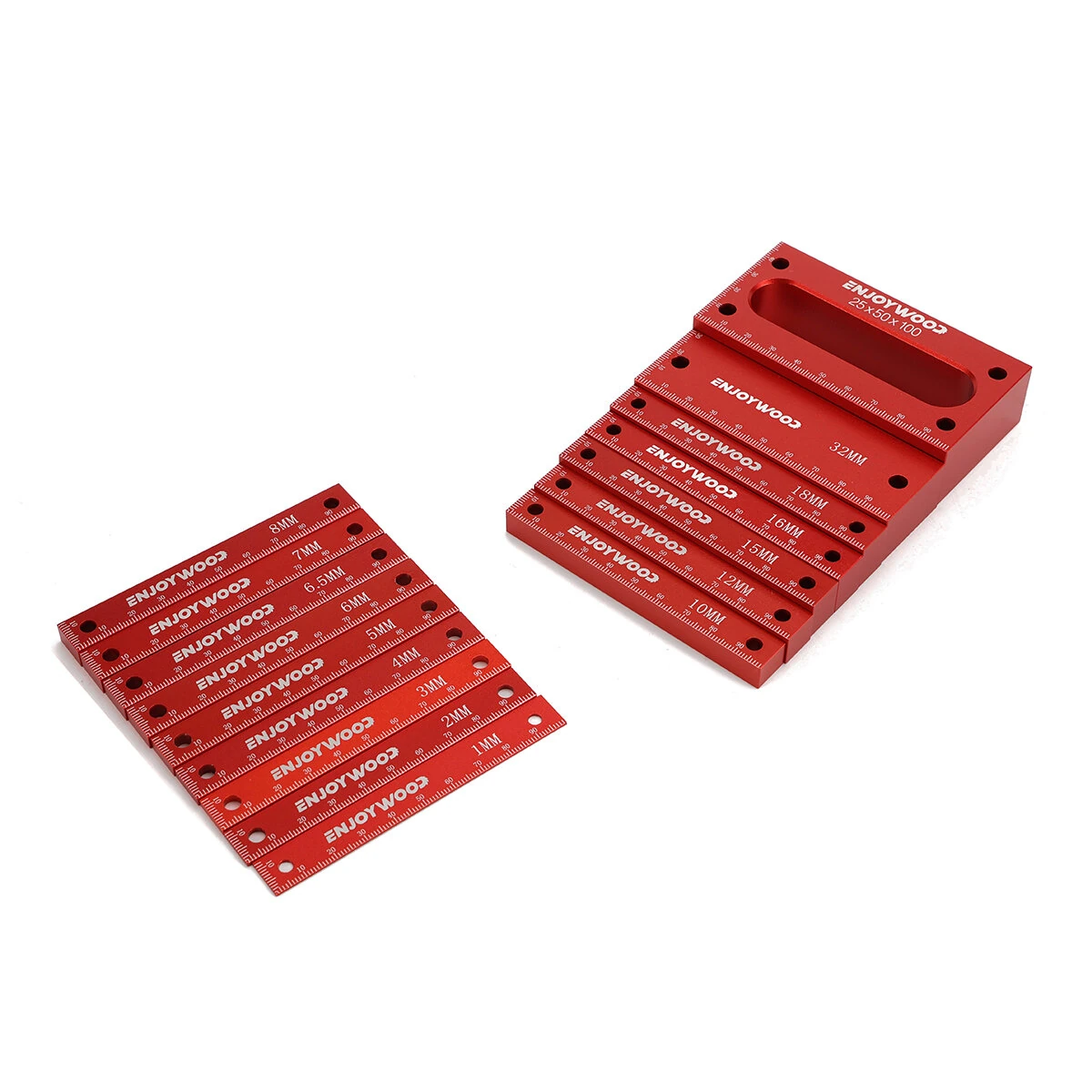 ENJOYWOOD Metric Gauge Blocks Set - Aluminum Alloy Precision Measurement - Red - Image 5