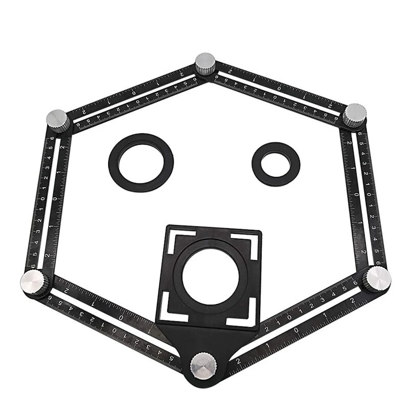 Aluminum Alloy Multi Angle Tool - 6-Folding Universal Ruler for Tile & Hole Measure - Image 2