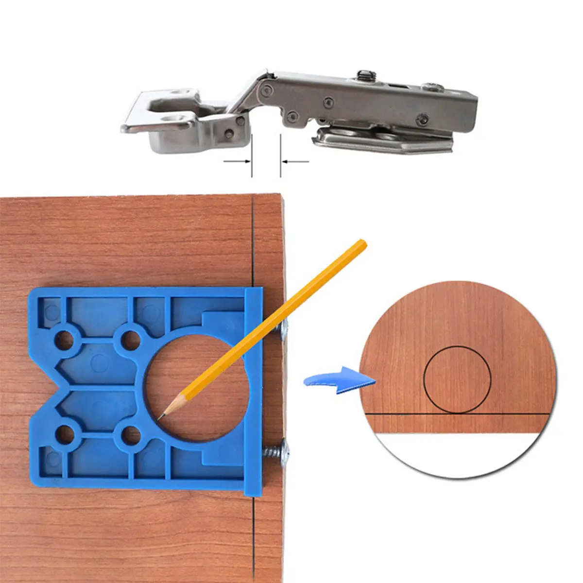 35mm Door Hinge Jig | Drill Guide for Concealed Hinge Holes - Woodworking Tool - Image 4