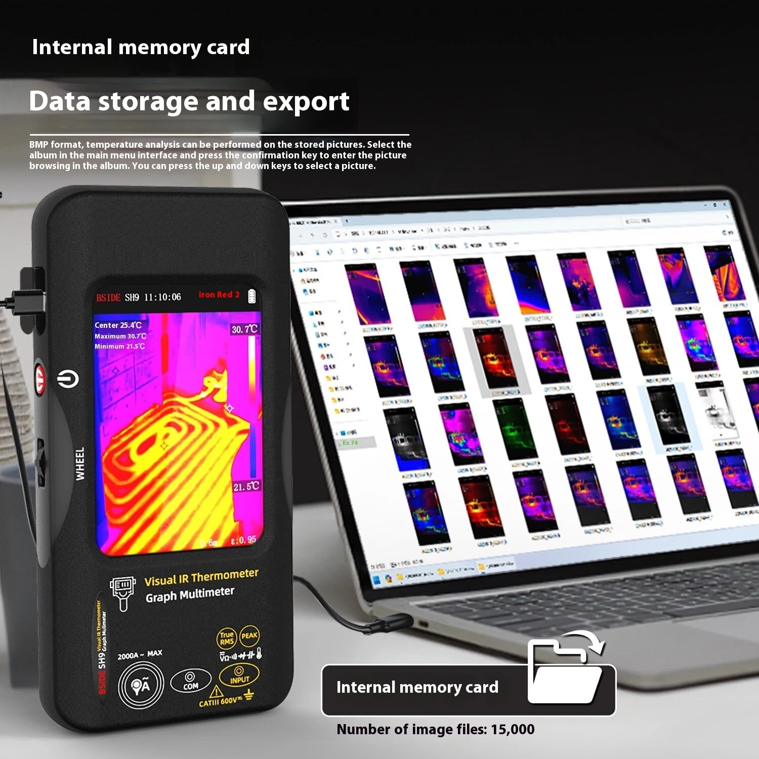 BSIDE SH9A Visual Thermal Imager Multimeter | 320x428 IR Camera | 3.98 Touchscreen - Image 4
